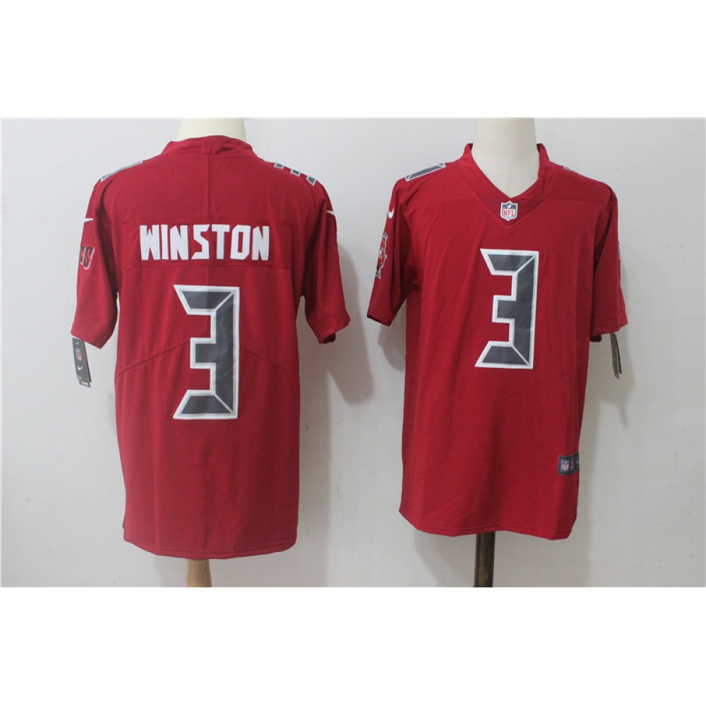 Men'sTampa Bay Buccaneers #3 Jameis Winston Red Stitched NFL Limited Rush Jersey
