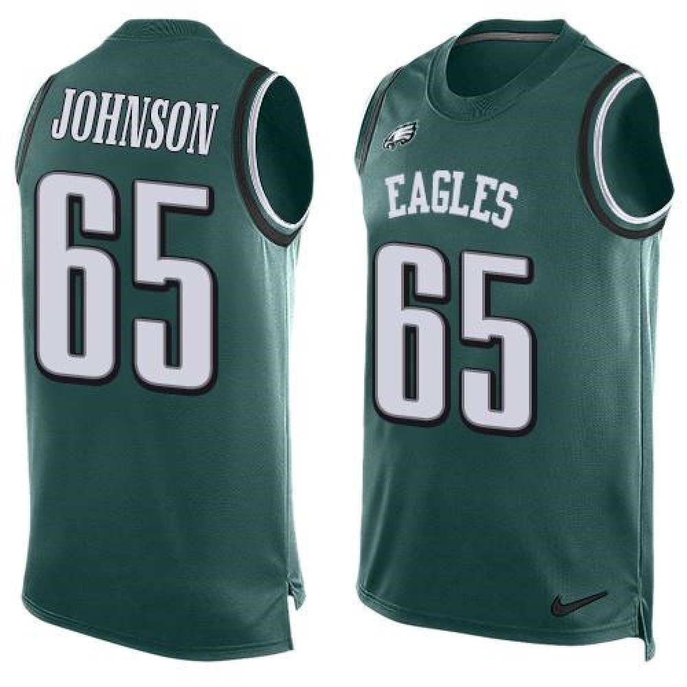 Eagles #65 Lane Johnson Midnight Green Team Color Men's Stitched NFL Limited Tank Top Jersey