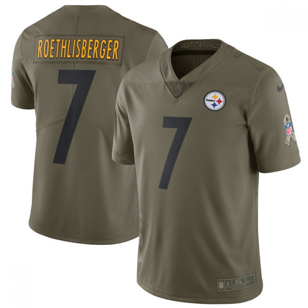 YouthPittsburgh Steelers #7 Ben Roethlisberger Olive Salute To Service Limited Stitched NFL Jersey