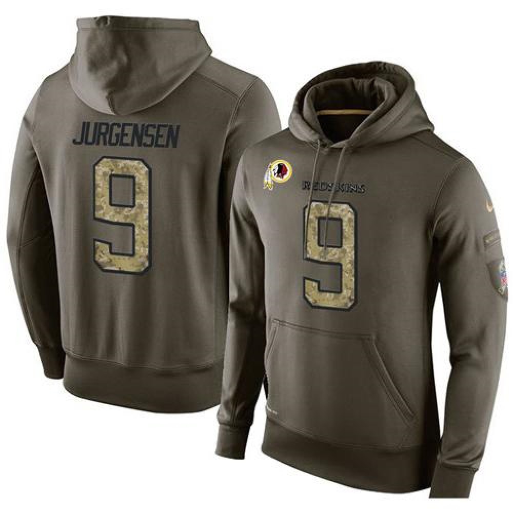 NFL Men'sWashington Redskins #9 Sonny Jurgensen Stitched Green Olive Salute To Service KO Performance Hoodie