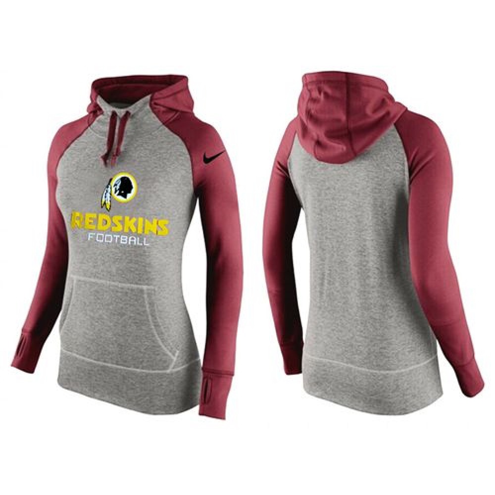 Women'sWashington Redskins Performance Hoodie Grey & Red_1