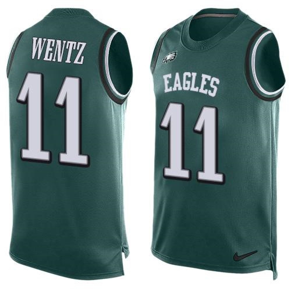 Eagles #11 Carson Wentz Midnight Green Team Color Men's Stitched NFL Limited Tank Top Jersey