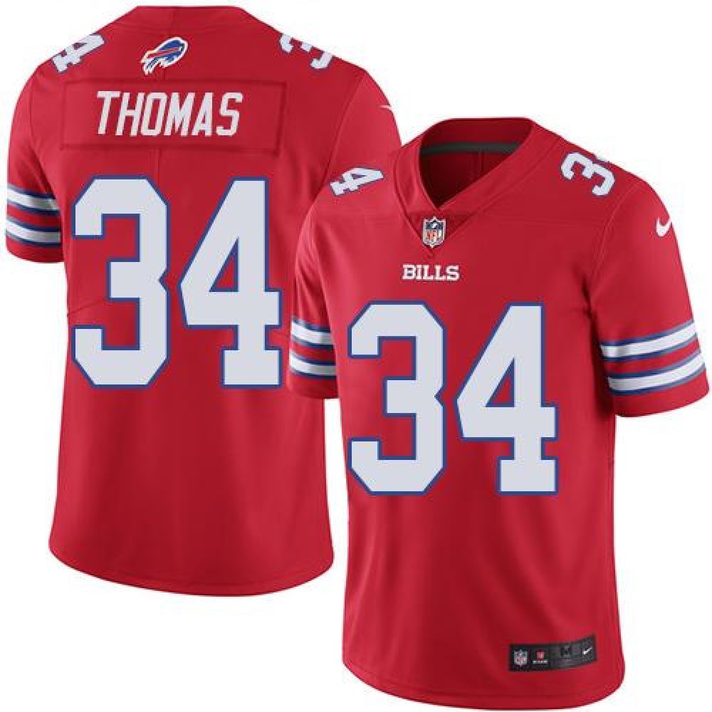 Bills #34 Thurman Thomas Red Youth Stitched NFL Limited Rush Jersey