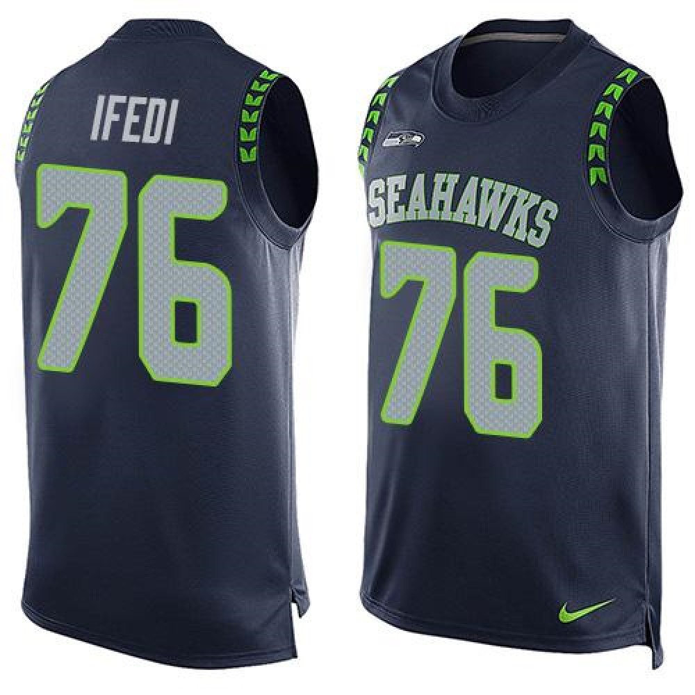 Seahawks #76 Germain Ifedi Steel Blue Team Color Men's Stitched NFL Limited Tank Top Jersey