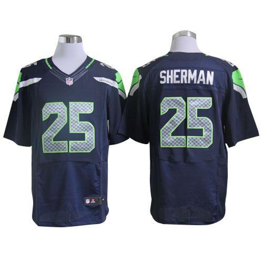 Seahawks #25 Richard Sherman Steel Blue Team Color Men's Stitched NFL Elite Jersey