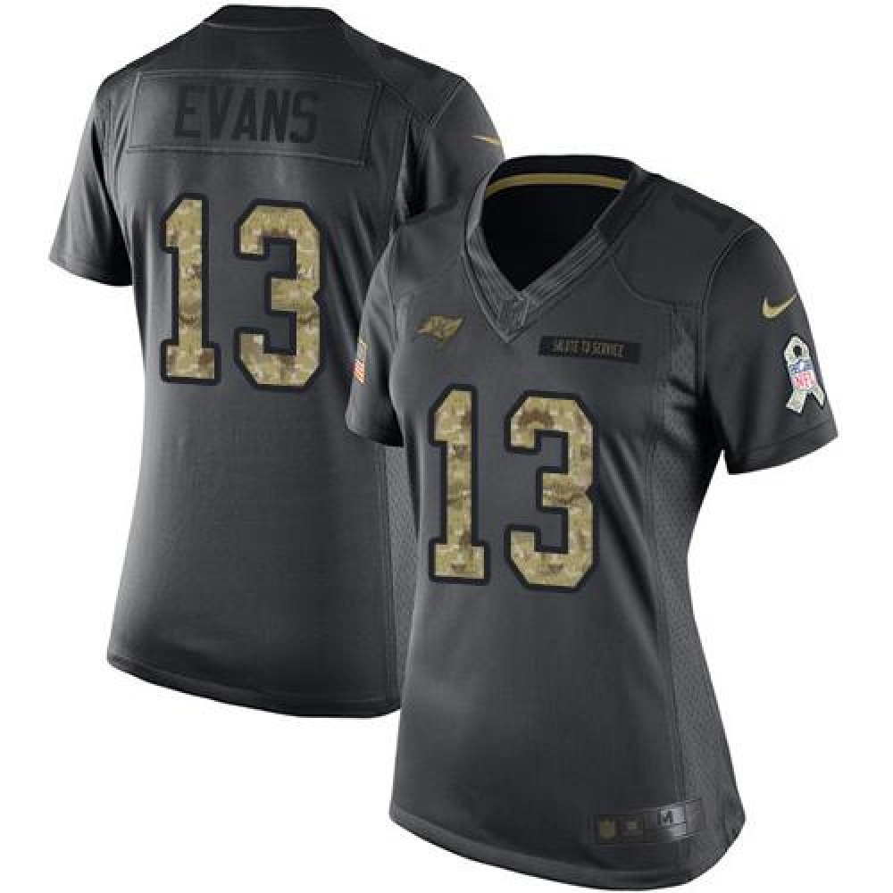 Buccaneers #13 Mike Evans Black Women's Stitched NFL Limited 2016 Salute to Service Jersey
