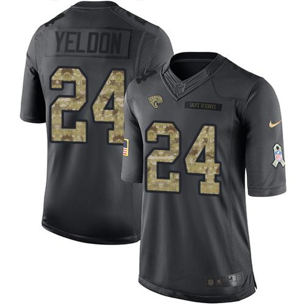 Jaguars #24 T.J. Yeldon Black Men's Stitched NFL Limited 2016 Salute To Service Jersey
