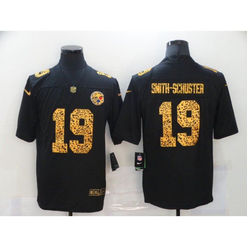 Men's Pittsburgh Steelers #19 JuJu Smith-Schuster 2020 Black Leopard Print Fashion Limited Stitched Jersey