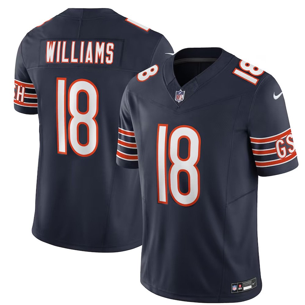 Men's Chicago Bears #18 Caleb WilliamsNavy 2024 NFL Draft First Round Pick Player F.U.S.E. Vapor Untouchable Limited Stitched Football Jersey