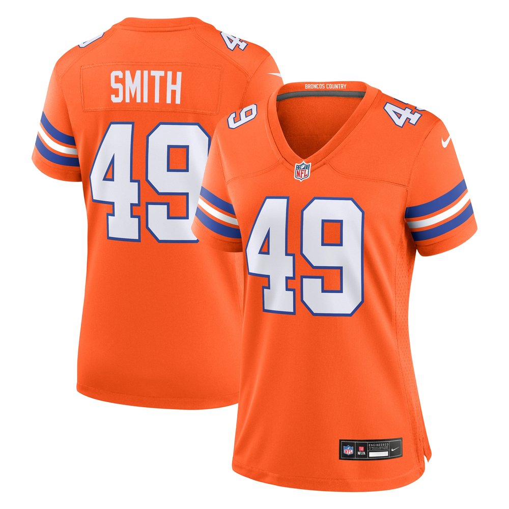 Women's Denver Broncos Dennis SmithOrange Mile High Collection 1977 Throwback Retired Player Game Jersey