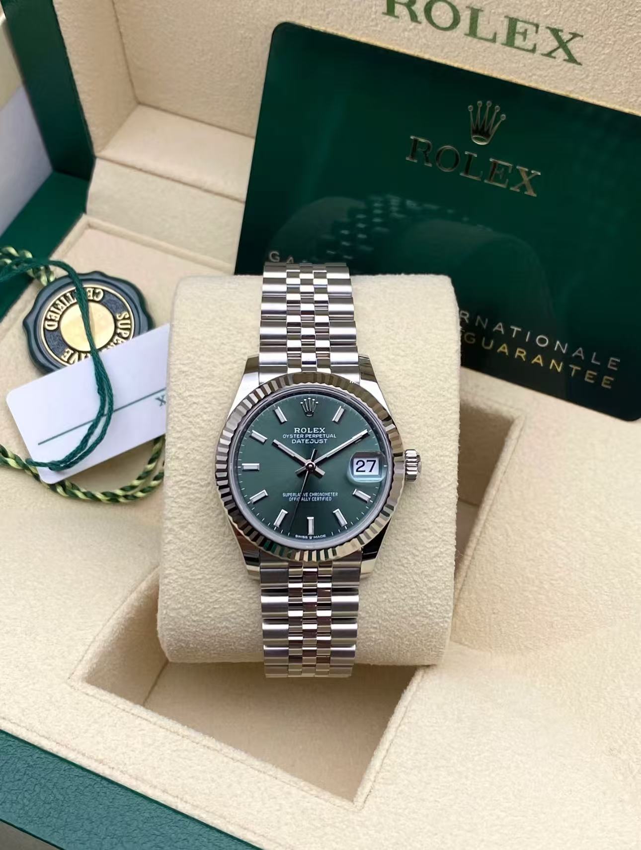 Rolex Datejust 31mm Super Clone Swiss Watch Stainless Steel Jubilee Bracelet Mint Green Dial Ref M278274-0018-2236 Swiss Movement