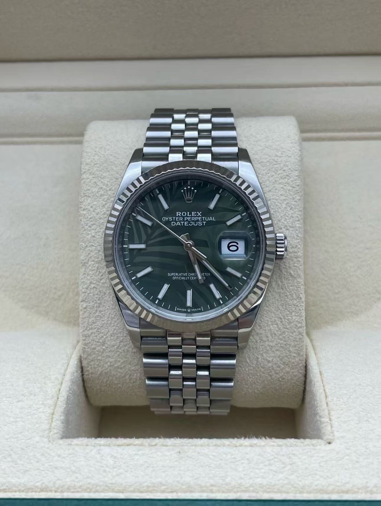 Rolex Datejust 36mm Super CloneSwiss Replica Watch  Palm Dial Ref 126234 3235 Swiss Movement