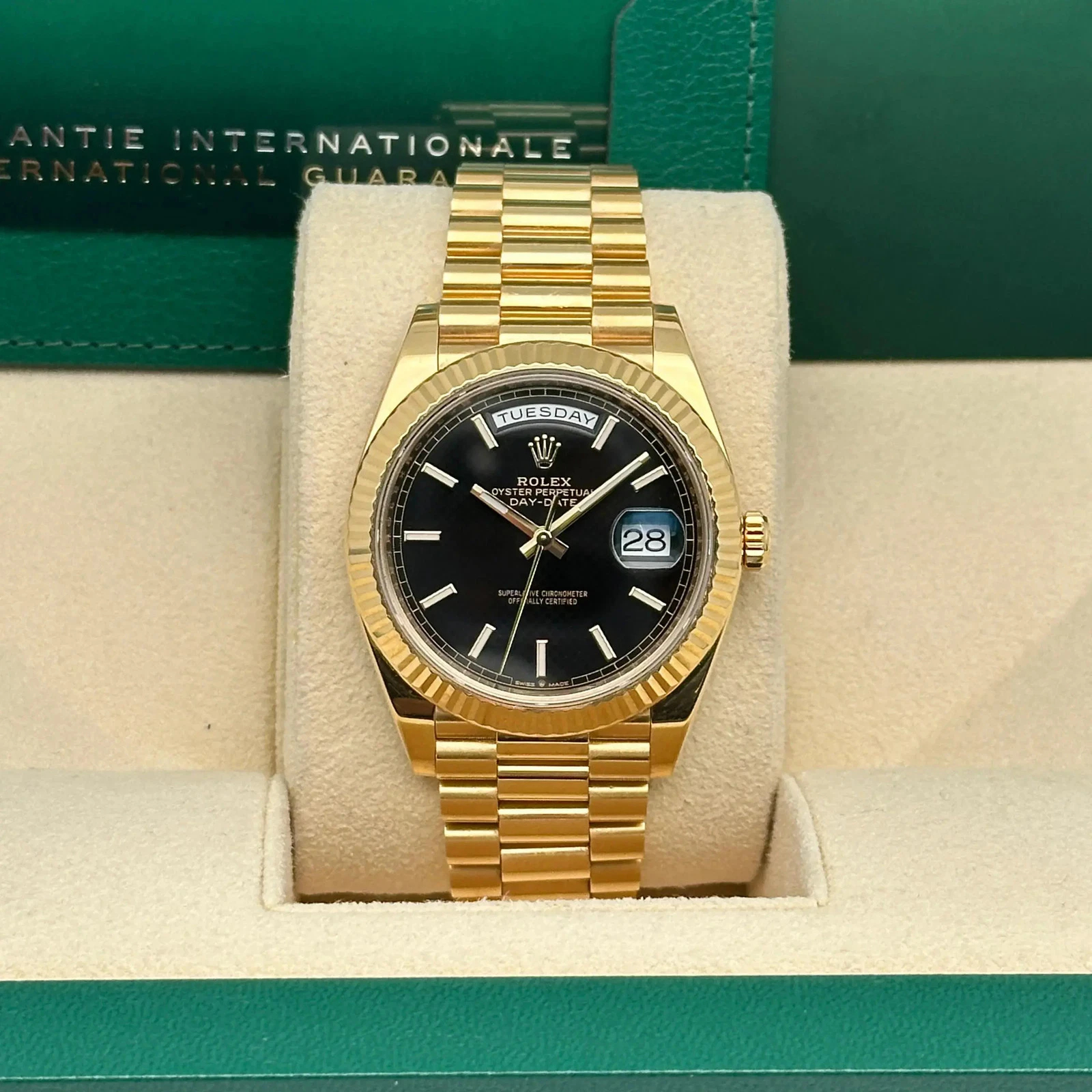 Rolex Day-Date Super Clone Swiss Replica Watch Ref M228238-0067 Black Dial 3255 Swiss Movement
