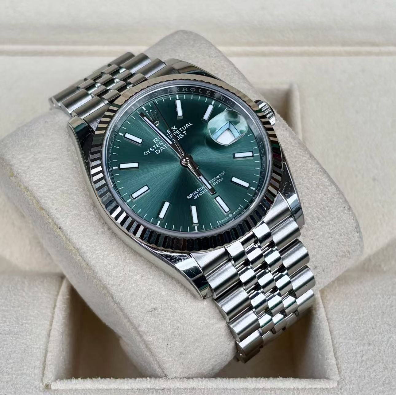 Rolex Datejust 36mm Super CloneSwiss Replica Watch Mint Green DialRef 126234 3235 Swiss Movement