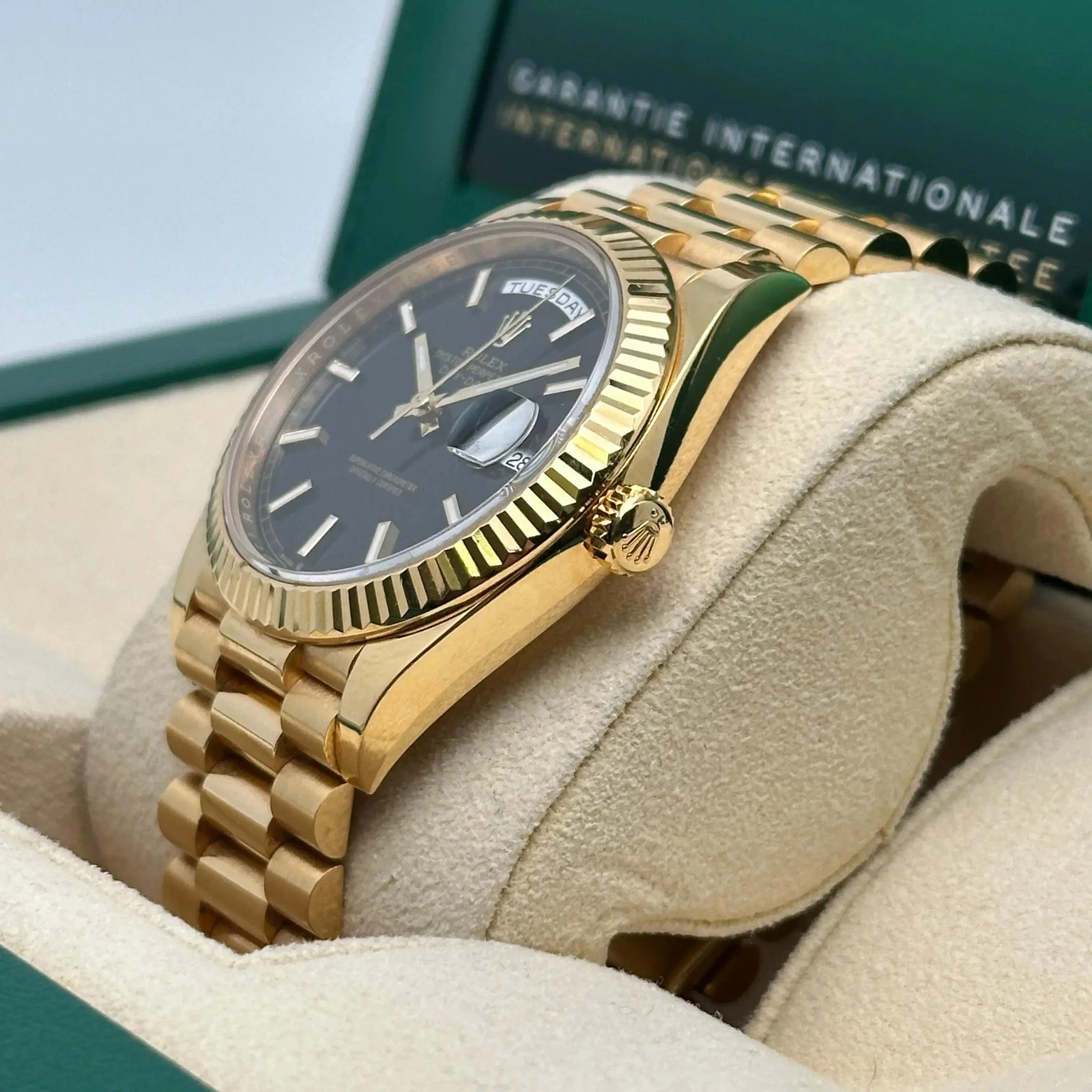 Rolex Day-Date Super Clone Swiss Replica Watch Ref M228238-0067 Black Dial 3255 Swiss Movement