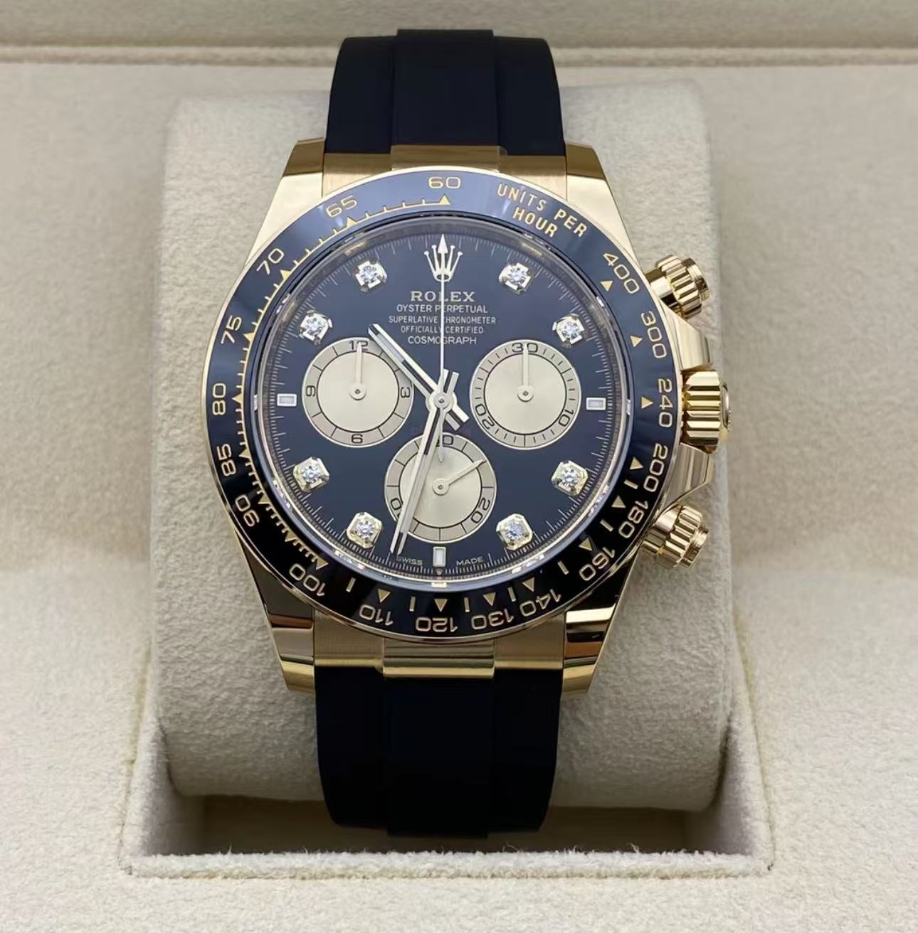 Rolex Daytona 40mm Super Clone Swiss Watch Yellow Gold Oysterflex Strap Paul Newman Dial Ref M126518LN-0005 4131 Swiss Movement