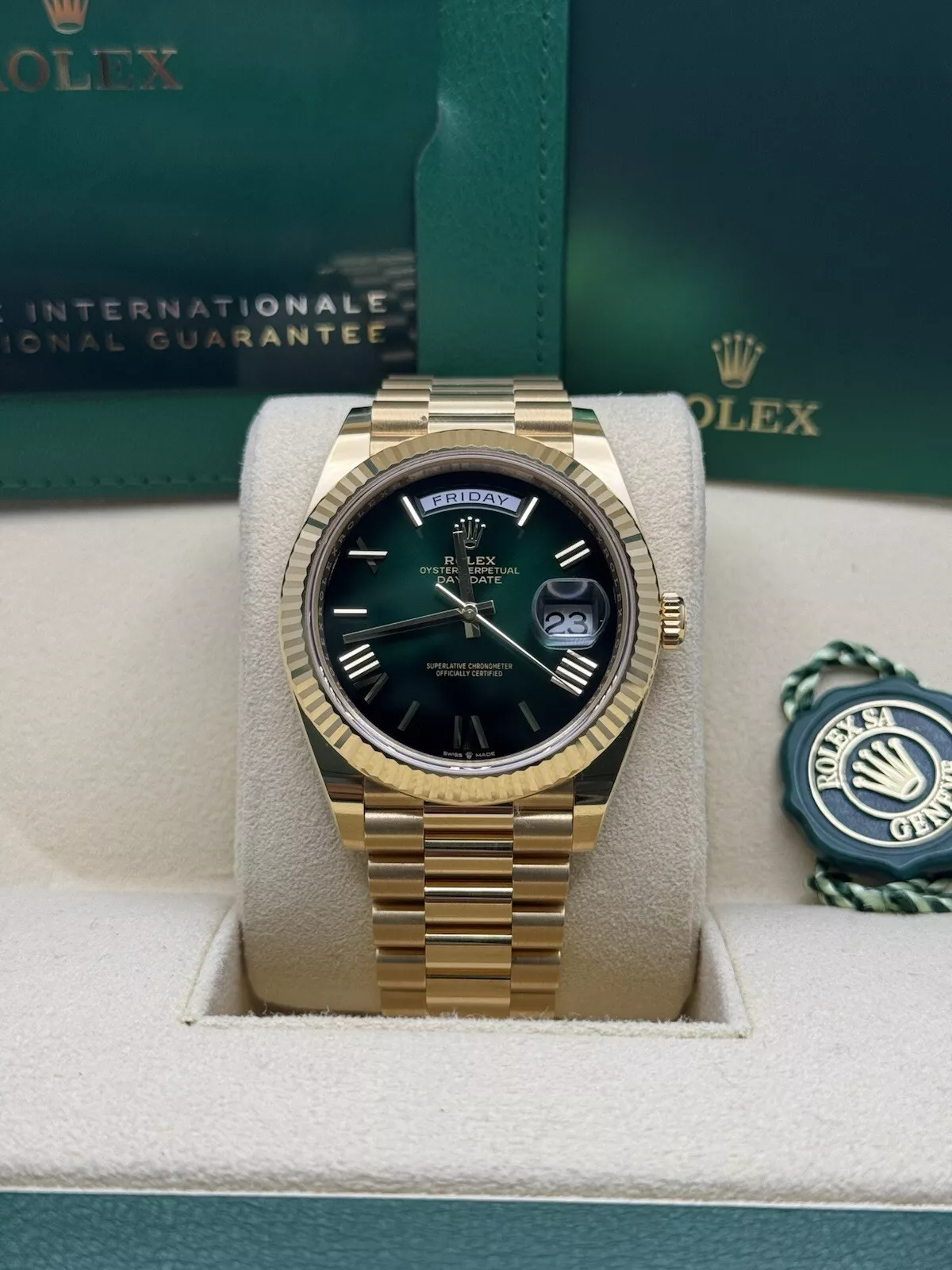 Rolex Day-Date Super Clone Swiss Replica Watch Ref M228238-0069 Olive Green Dial 3255 Swiss Movement