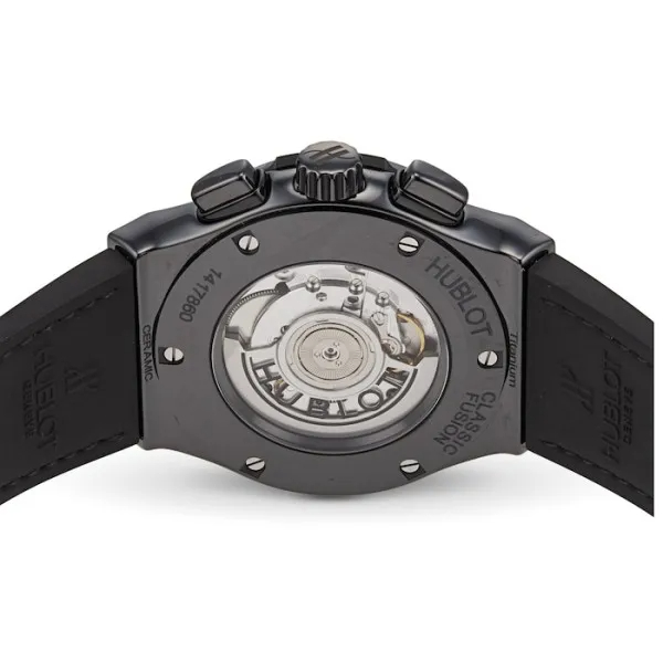Hublot Classic Fusion Ref. 525.CM.0170.LR Super Clone Watch – Black Ceramic Black Dial Chronograph Leather Strap Fake Replica