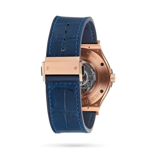 Hublot Classic Fusion Ref. 511.OX.7180.LR Super Clone Watch – King Gold Blue Dial Leather Strap Fake Replica