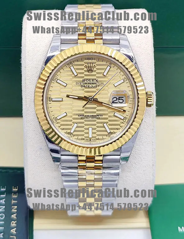 Front view of Rolex Datejust 36mm M126233 silver dial super clone Swiss replica watch