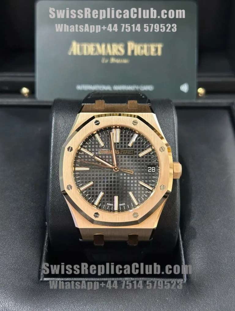 Front view of Audemars Piguet Royal Oak Offshore rose gold super clone watch