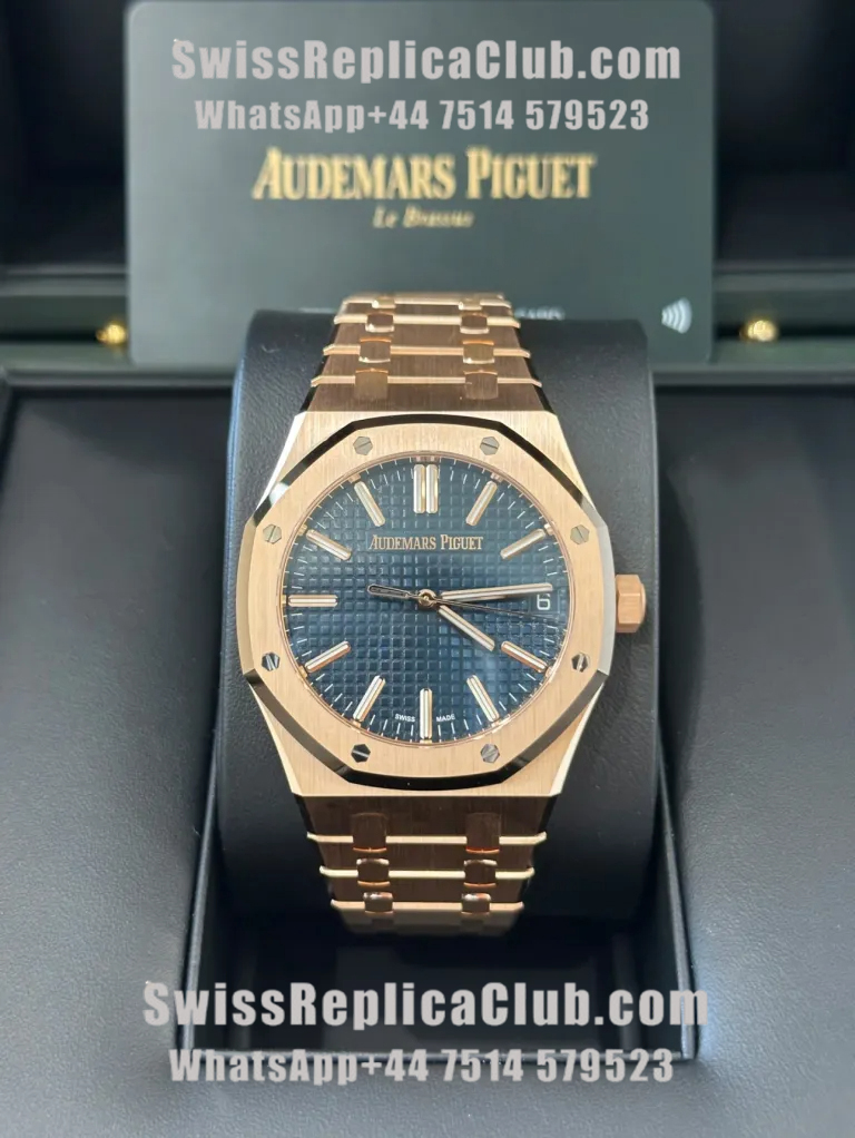 Front view of Audemars Piguet Royal Oak Offshore Chronograph rose gold super clone watch
