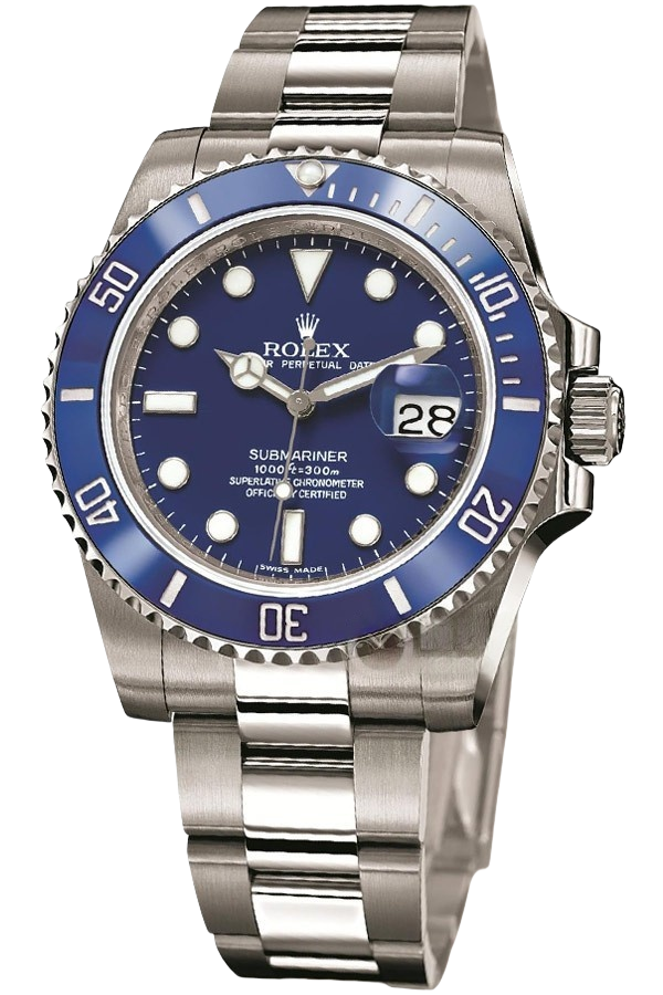 Rolex Submariner Blue Dial Super Clone Swiss Replica Watch “Smurf” Ref 116619LB-97209 White Gold Look Oyster Bracelet