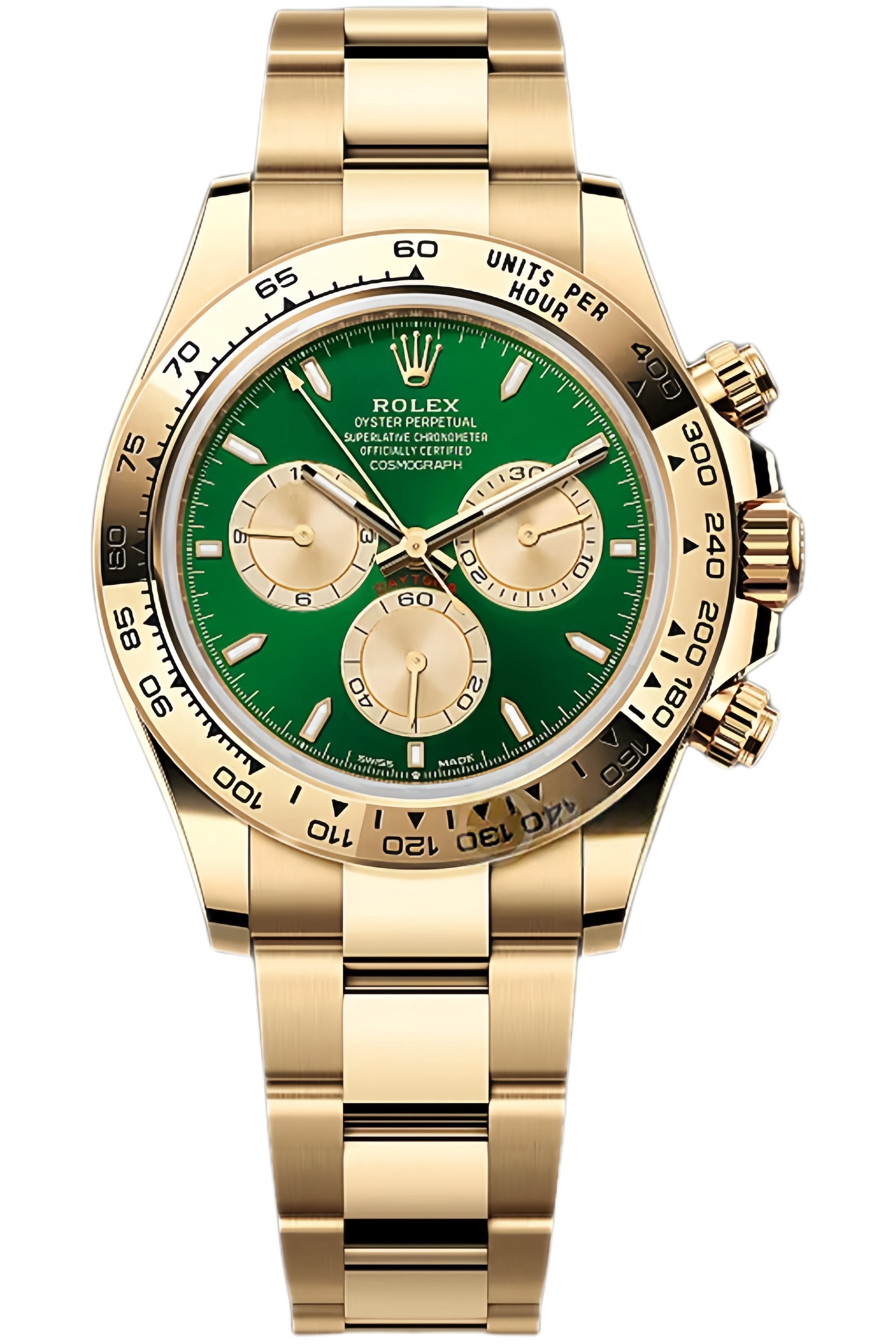 Rolex Daytona Green Dial 40mm Yellow Gold Super Clone Swiss Replica Watch Ref 126508-0008