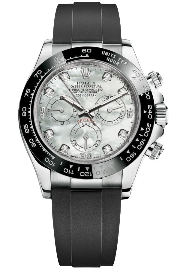 Rolex Cosmograph Daytona Super Clone Swiss Replica Watch White Gold Black Dial Ref M116519LN-0026 | 4130 Swiss Movement
