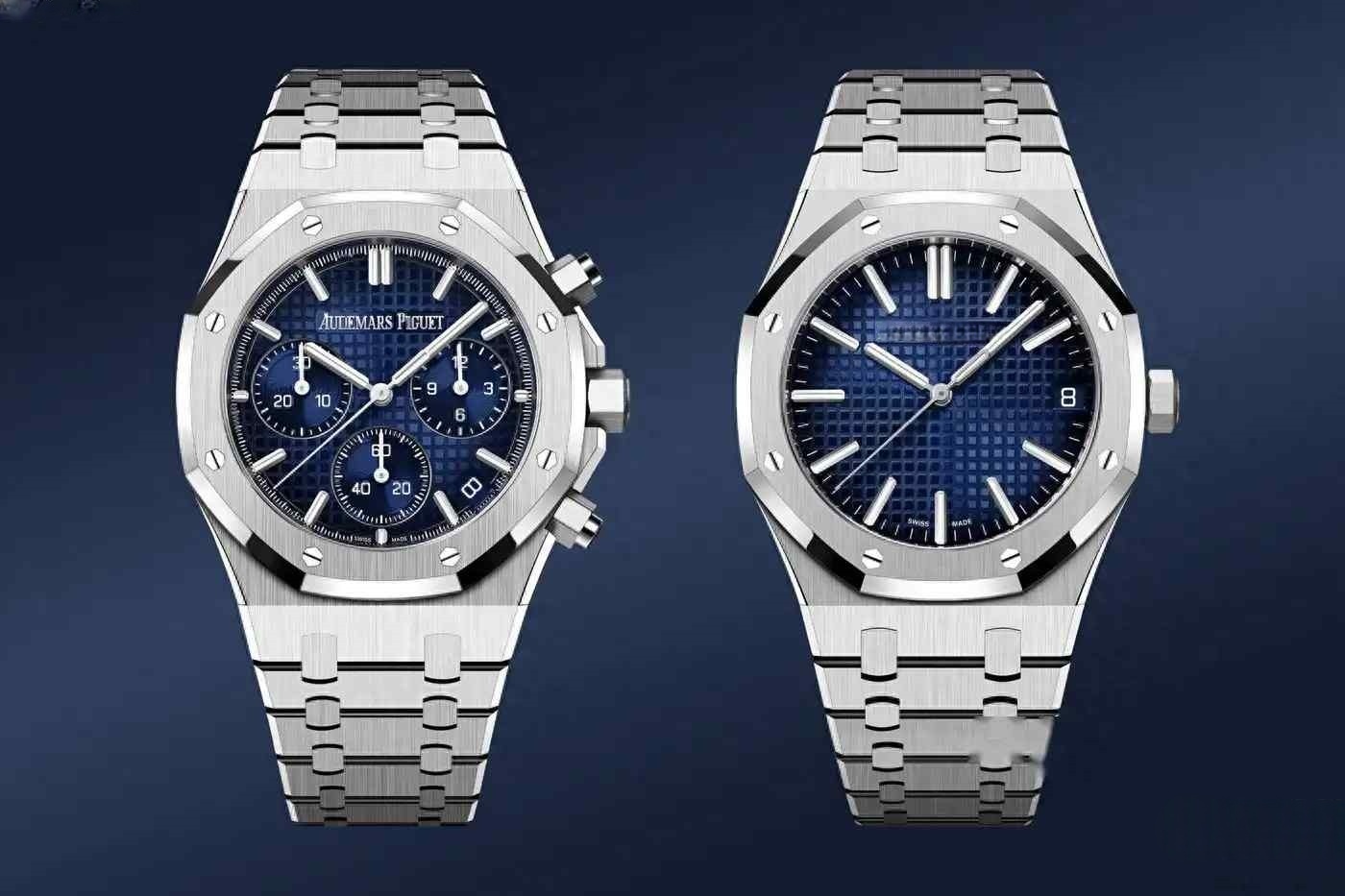 Royal Oak 41mm Super Clone Watch with Smoked Blue Dial and White Gold Bracelet