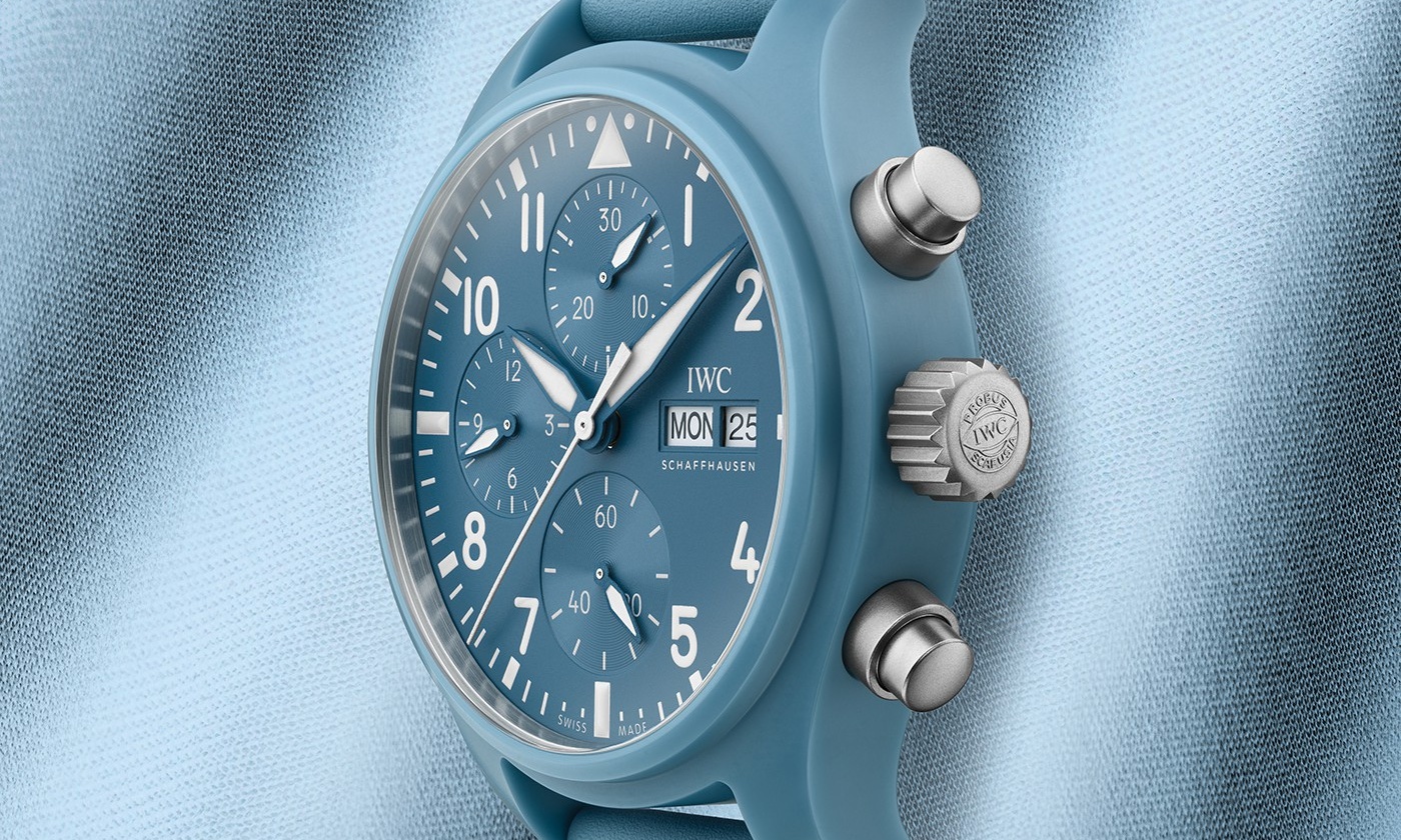 Super Clone IWC IW389409 Top Gun Miramar with blue ceramic case and chronograph dial