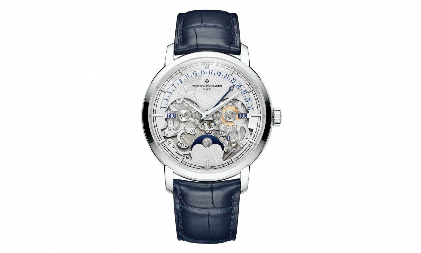 Vacheron Constantin Traditionnelle Perpetual Calendar Retrograde Skeleton Super Clone watch showcasing intricate skeleton dial and retrograde calendar complication