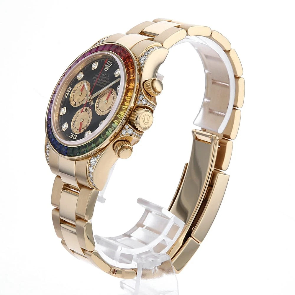 Rolex Daytona Rainbow 40mm Yellow Gold Super Clone Swiss Replica Watch Ref. 116598 RBOW