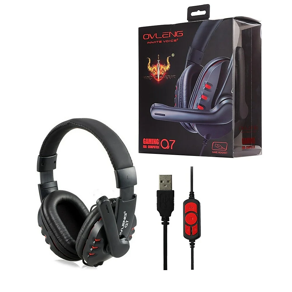 Ovleng Q7 Super Bass USB Wired Stereo Gaming Headset with Microphone for PC Computer & Laptop