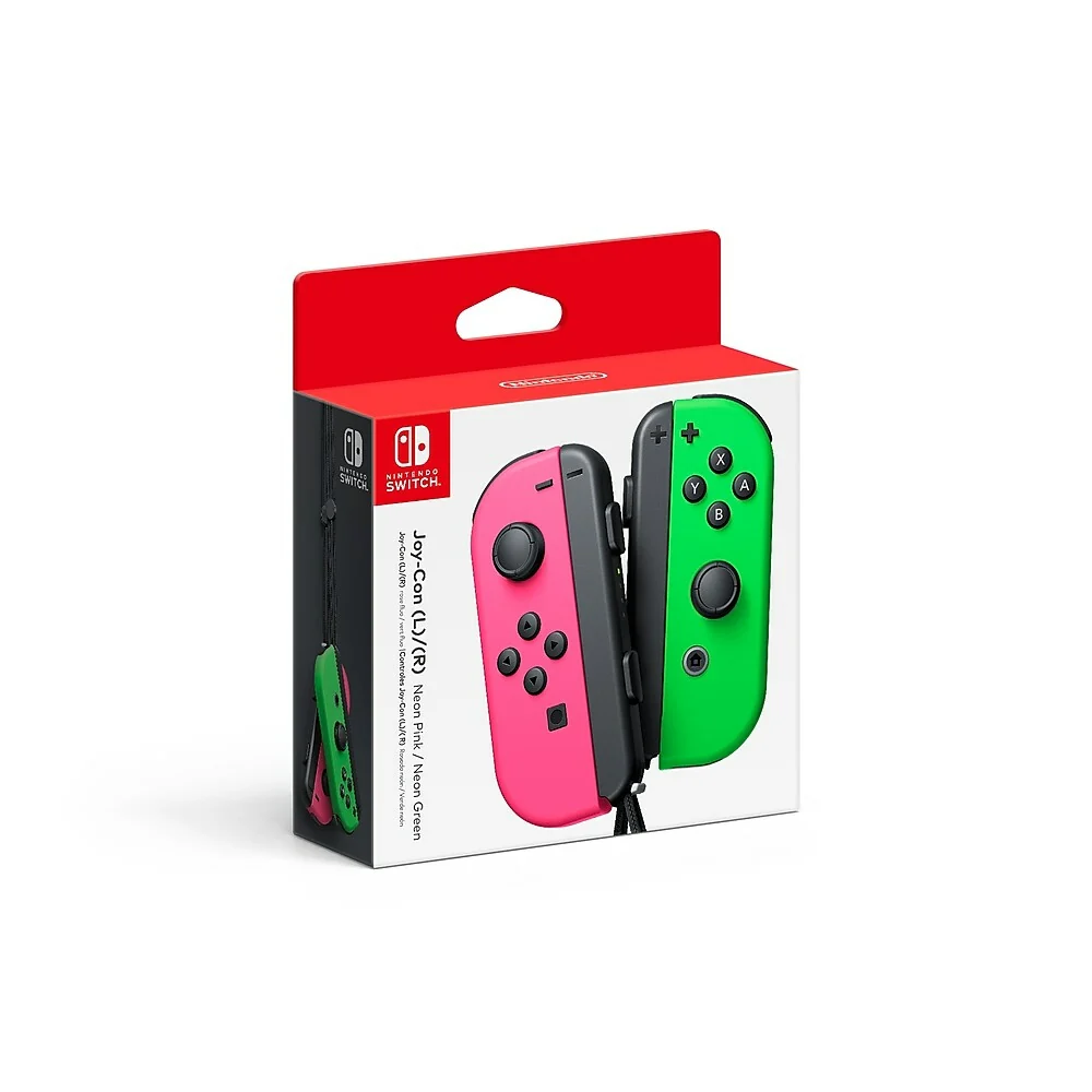 Nintendo Switch Left & Right Joy-Con Controllers, Neon Green/Pink