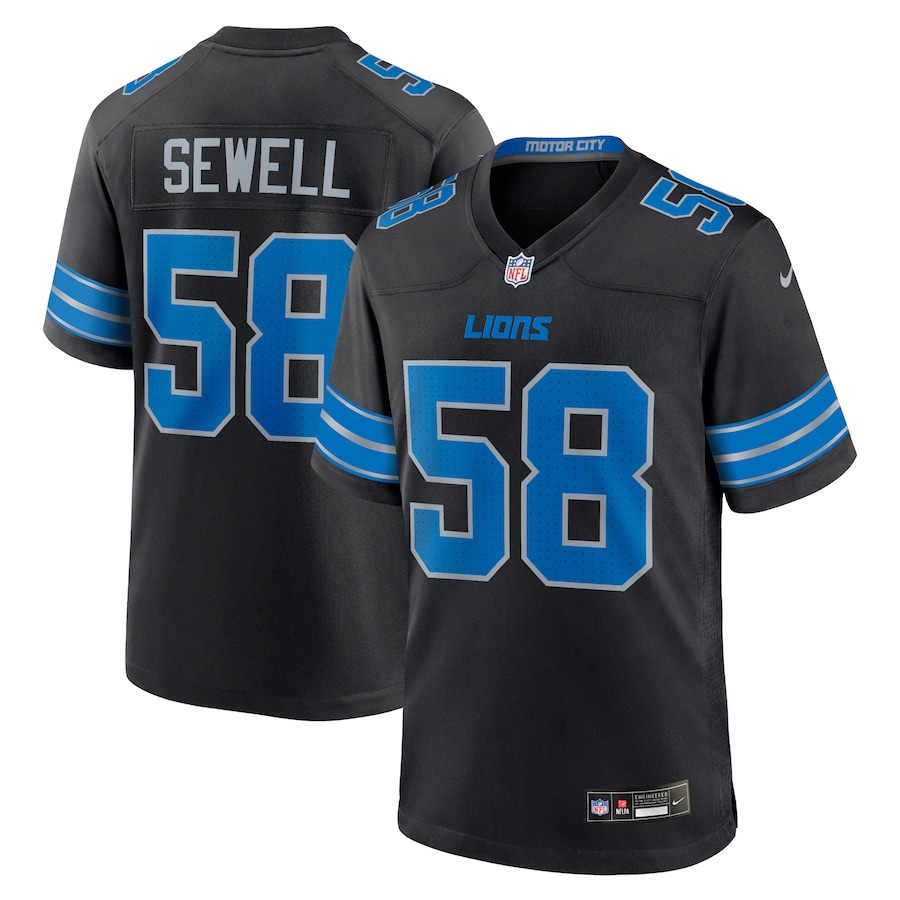 Detroit Lions Penei Sewell Nike Black 2nd Alternate Game Jersey