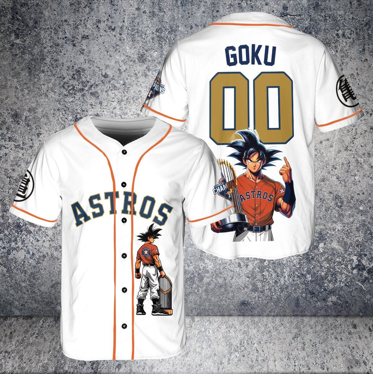 Houston Astros Dragon Ball Son Goku Baseball Jersey White