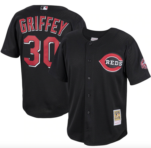 Ken Griffey Jr. Cincinnati Reds Mitchell & Ness Cooperstown Collection Mesh Batting Practice Button-Up Jersey
