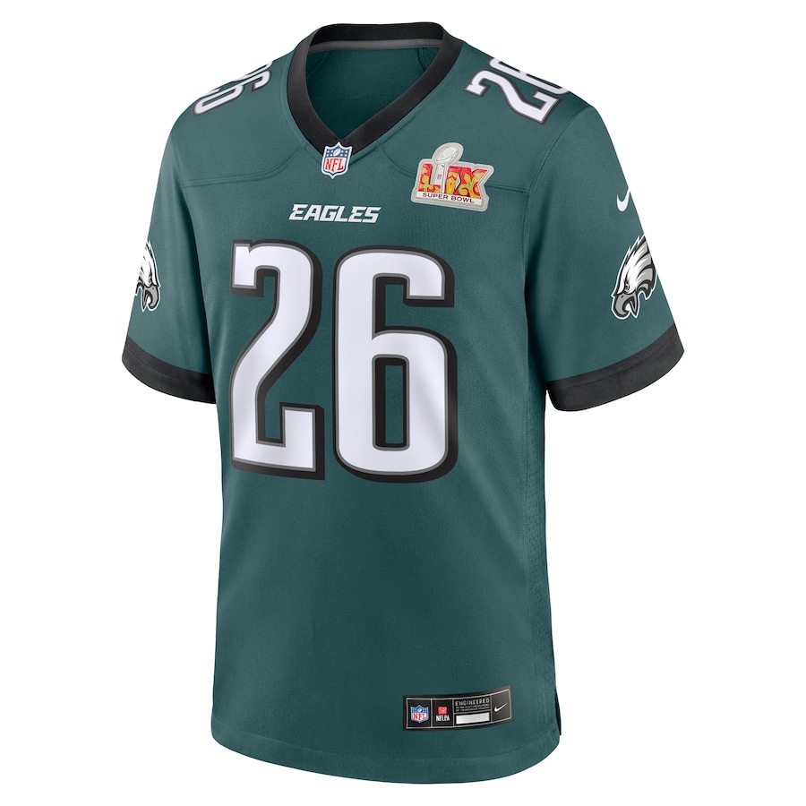 Saquon Barkley Philadelphia Eagles Nike Super Bowl LIX Game Player Jersey – Midnight Green