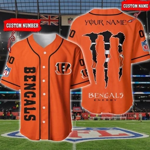 Cincinnati Bengals (Your Name & Number) NFL Baseball Jerse