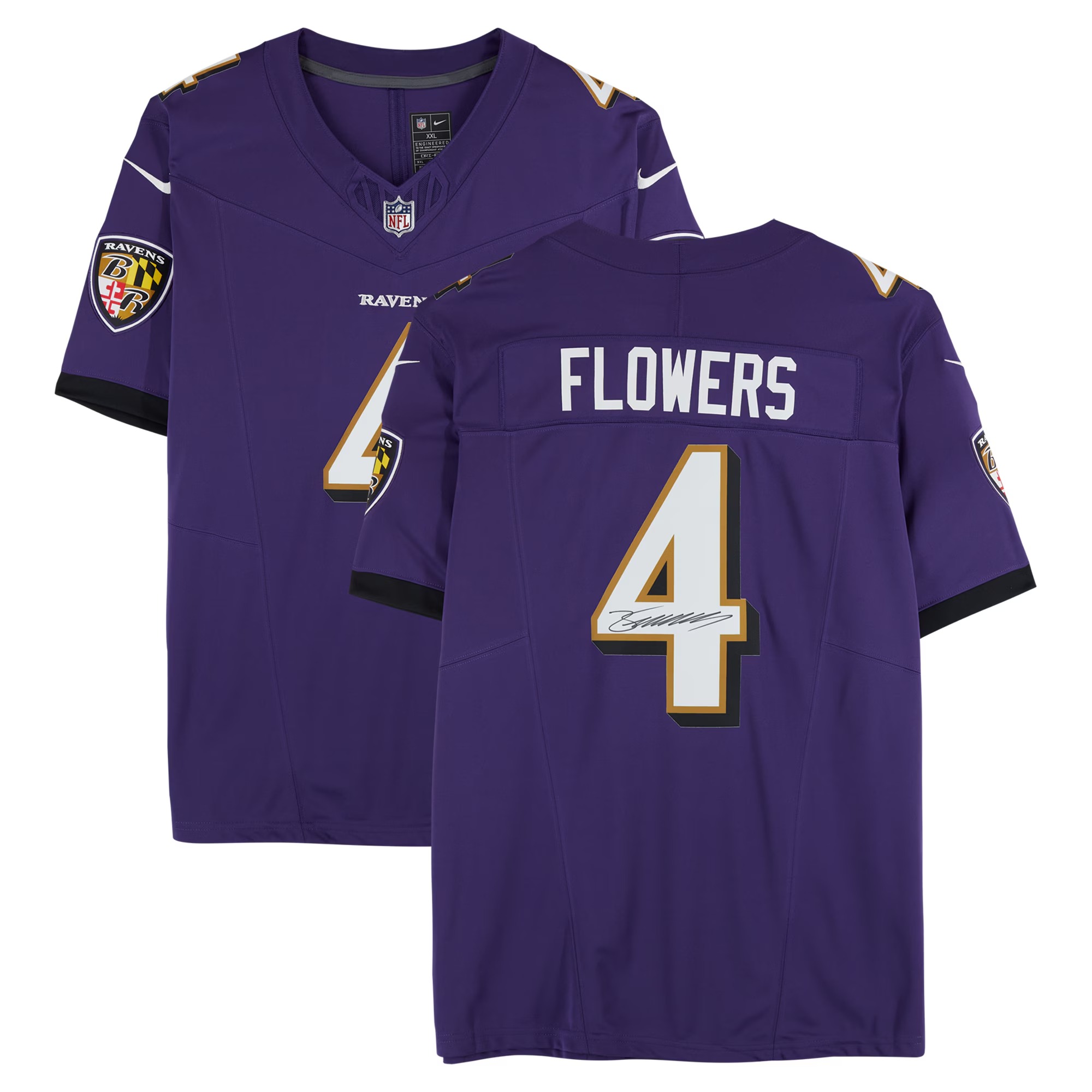 Zay Flowers Baltimore Ravens Autographed Purple Nike Vapor F.U.S.E. Jersey