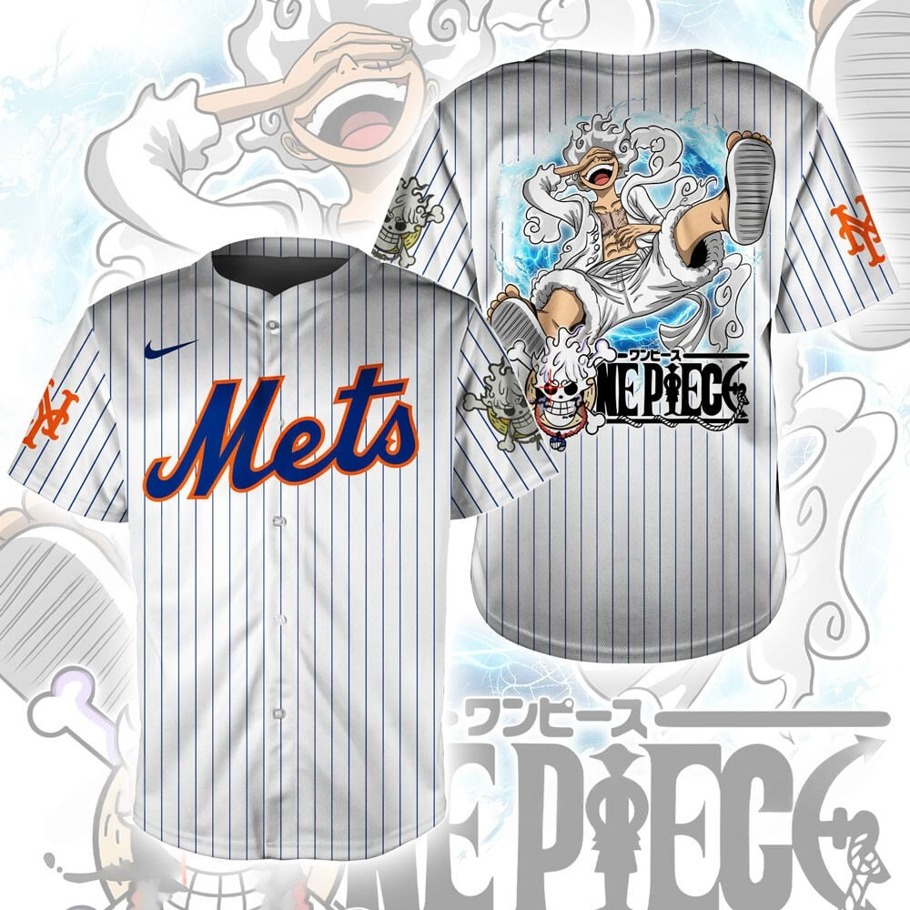 New York Mets x One Piece Luffy Gear 5 Grand Slam Baseball Jersey