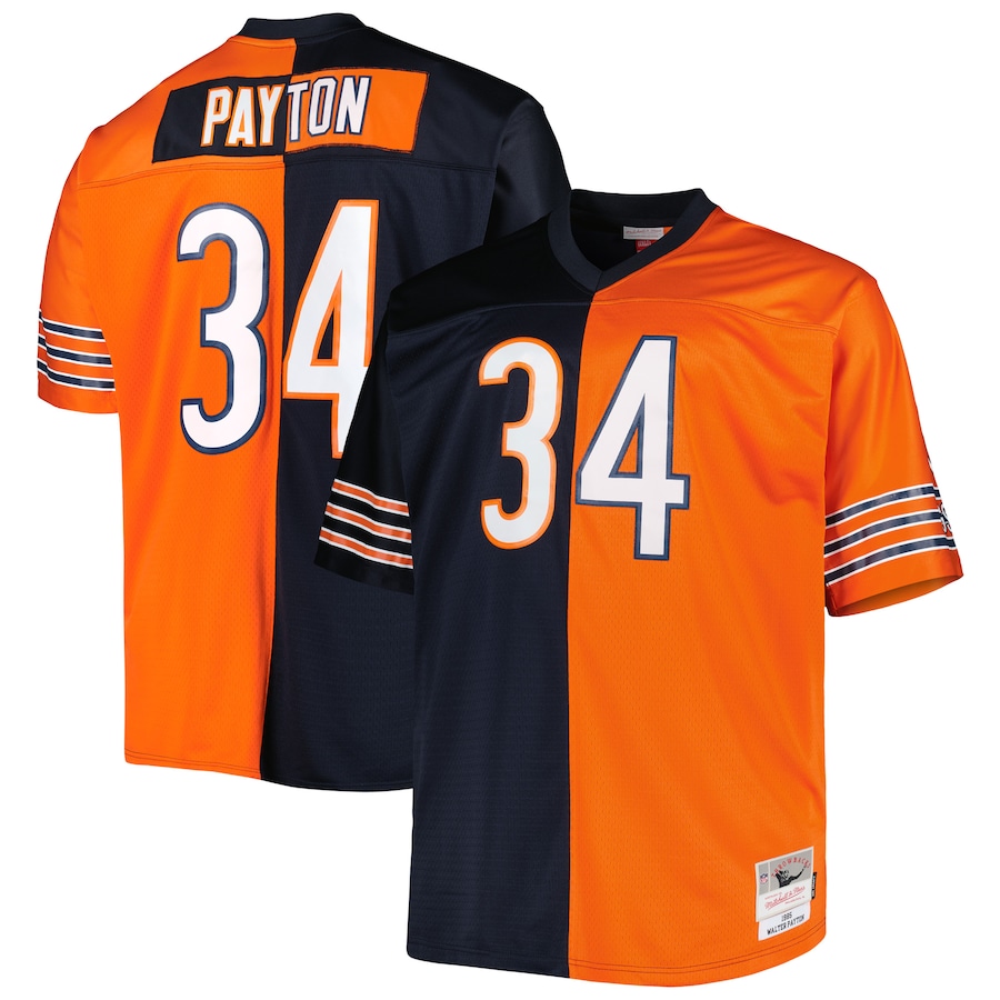 Chicago Bears Walter Payton Mitchell & Ness Navy/Orange Big & Tall Split Legacy Retired Player Replica Jersey