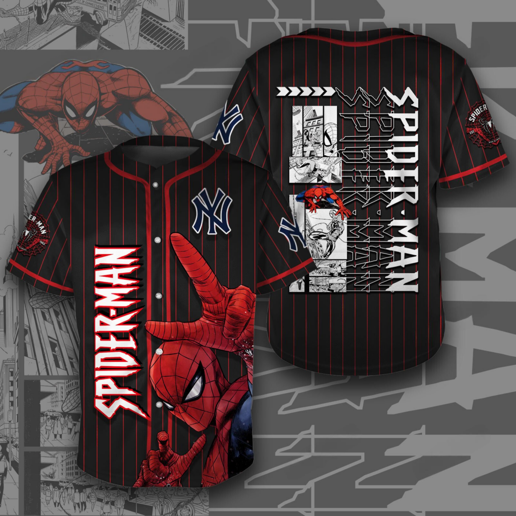 New York Yankees x Spiderman Dominate The Game Baseball Jersey