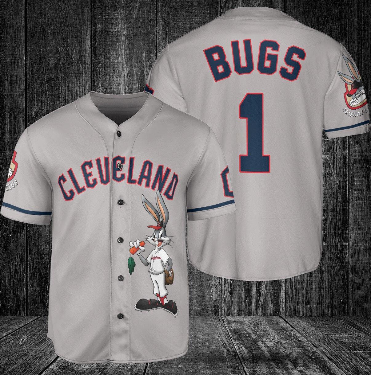 Cleveland Guardians Looney Tunes Bugs Bunny Baseball Jersey Gray
