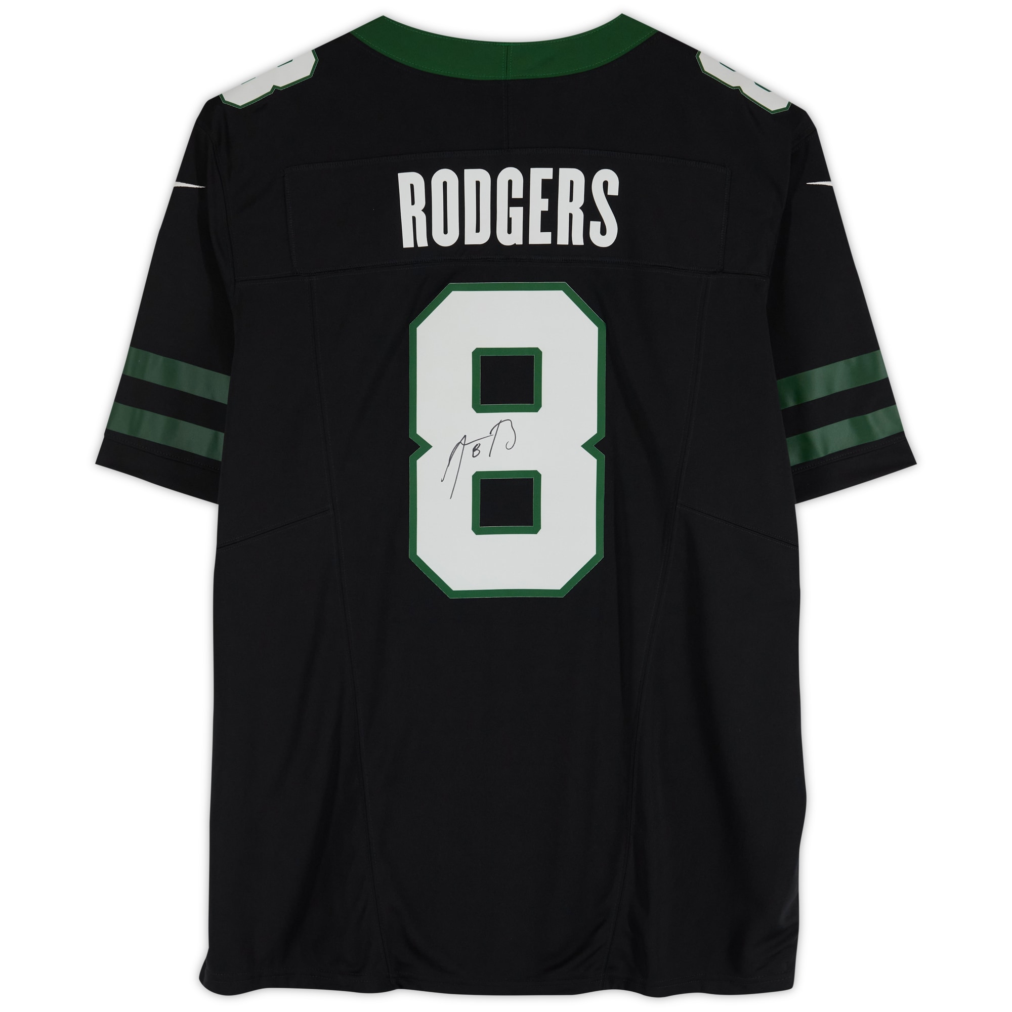 Aaron Rodgers New York Jets Autographed Black F.U.S.E. Nike Limited Jersey
