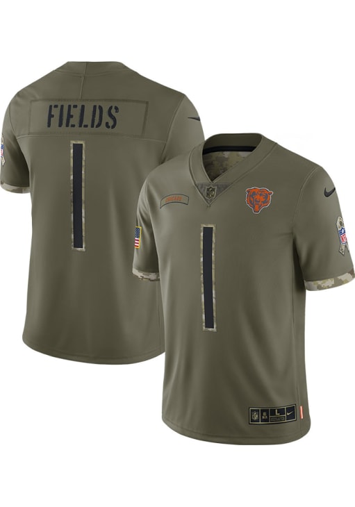 Nike Justin Fields Olive Chicago Bears Salute To Service Limited Jersey