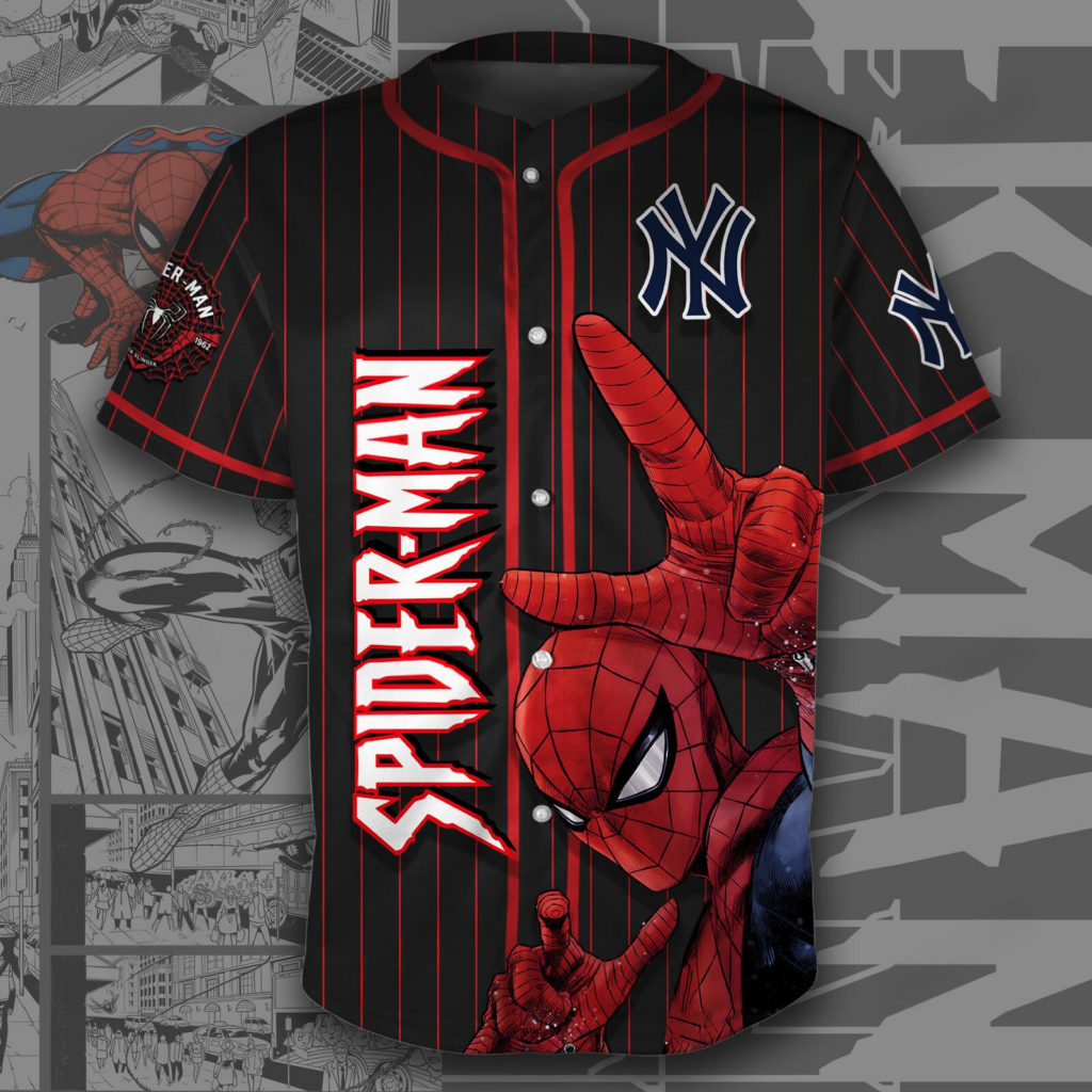 New York Yankees x Spiderman Dominate The Game Baseball Jersey