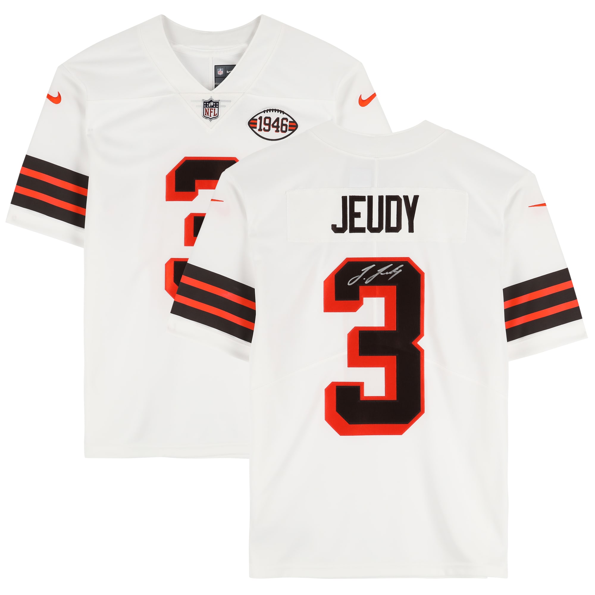 Jerry Jeudy Cleveland Browns Autographed White Nike Limited Jersey