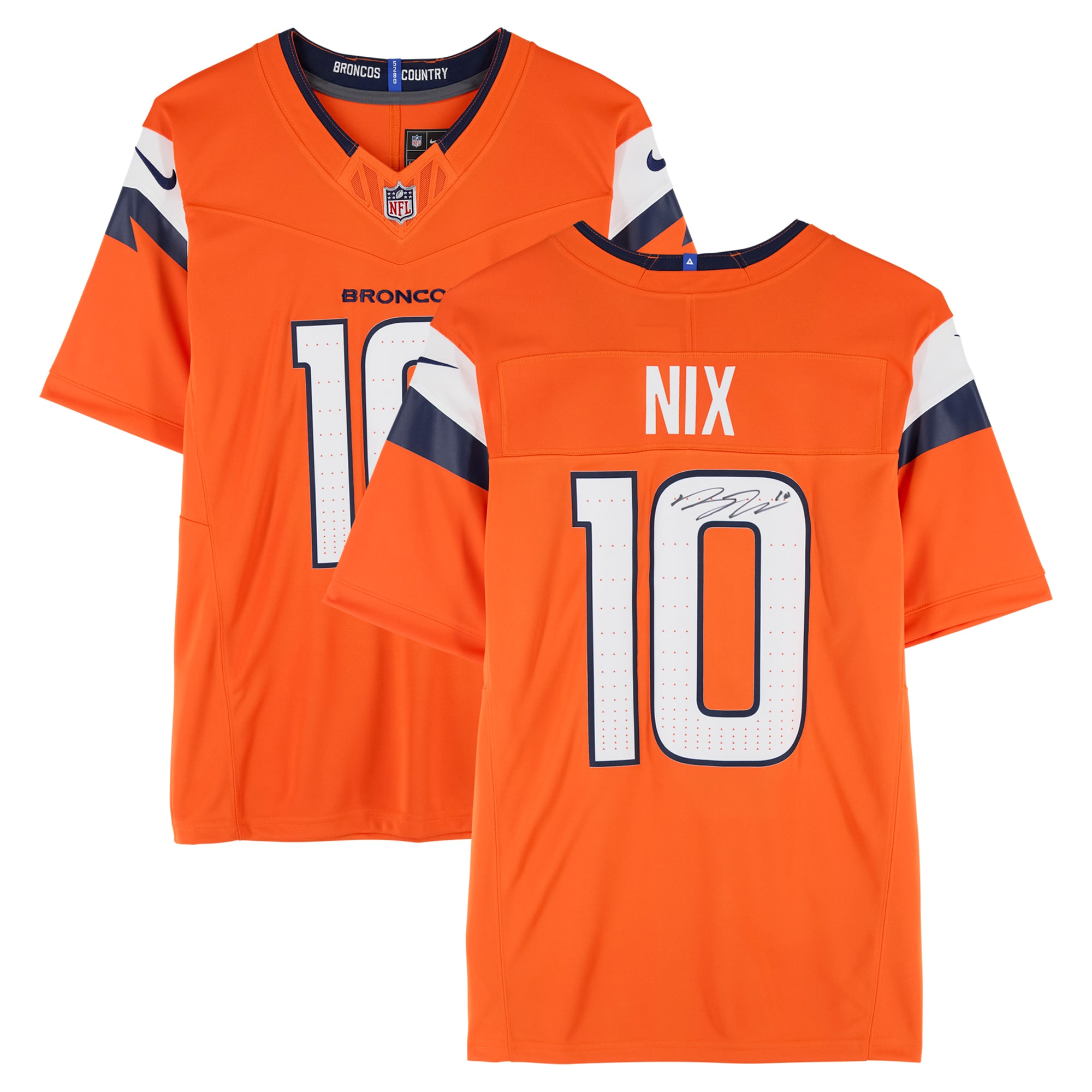Bo Nix Denver Broncos Autographed Nike Orange Limited Jersey